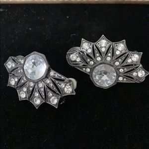 2 for $30 - Glam Crystal & Dark Silver Ear Cuffs